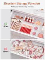 SMARTAKE 13-Piece Drawer Organizer with Non-Slip Silicone Pads, 5-Size Desk Drawer Organizer Trays Storage Tray for Makeup, Jewelries, Utensils in Bedroom Dresser, Office and Kitchen (Clear) - Image 5
