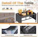 Devoko Outdoor Patio Furniture 3-Piece Rattan Waterproof Outdoor Sectional Sofa All-Weather L Shaped Patio Couch with Cushion Glass Table for Balcony, Garden (Beige) - Image 4