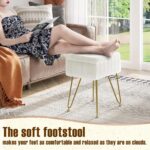 Greenstell Vanity Stool Chair Faux Fur with Storage, 15.7"L x 11.8"W x 19.4"H Soft Ottoman 4 Metal Legs with Anti-Slip Feet, Furry Padded Seat, Modern Multifunctional Chairs for Makeup, Bedroom White - Image 5
