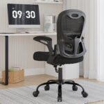 Office Chair, Ergonomic Desk Chair Breathable Mesh Chair with Adjustable High Back Lumbar Support Flip-up Armrests, Long Hours Comfortable Computer Chair for Home Office, Black - Image 2
