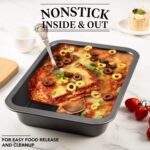 Cake Pan, Nonstick Baking Pan for Cake, Bread, Brownie or Lasagna, Heavy Duty Baking Dish with Diamond Texture Pattern and Wide Grips - Image 7