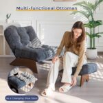 MAXYOYO Accent Chair with Ottoman Adjustable Backrest, Tufted Living Room Chair Upholstered Lounge Chair with Footrest Set, Modern Chair Cozy Reclining Chair for Reading Room, Dark Grey - Image 8