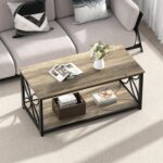 GreenForest Coffee Table for Living Room, 39 inch Small Table with Storage Shelf, Modern Center Table for Sofa Home Office, Grey Wash - Image 2