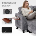COLAMY 118" U-Shaped Sectional Couch, 4-Seat Modular Sofa with 2 Ottomans and Foldable Side Table, Grey for Living Room - Image 4