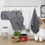 Oven Mitts and Pot Holders Sets 6pcs, Kitchen Oven Glove,High Heat Resistant 550 Degree Extra Long Oven Mitts and Potholders with Non-Slip Silicone Surface for Apartment Essentials (Grey) (Gray) - Image 8