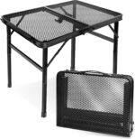 2Ft Small Folding Table with Carry Handle, Adjustable Height 10.6–22 in, Black Metal Mesh, Portable & Compact Indoor/Apartment/Card/Side/Grill Table, 23.6×15.8 in, 4 lb, 66 lb Capacity - Image 2