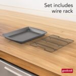 GoodCook 15” x 10.5” Nonstick Carbon Steel Baking Pan & Raised Wire Rack – Pizza Crisper, Crispy Bacon, Multipurpose Cooking Sheet Pan, Cooling Rack, Kitchen Cookware Set, Dishwasher Safe - Image 3