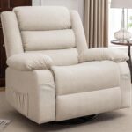 Recliner Chair, Wide Rocker Chair, Rocking Chair with Massage and Heat,360°Swivel Nursery Rocking Chairs, Oversized Recliner for Adults, Cashmere Reclining Sofa for Living Room, Beige - Image 2