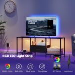 TV Stand with LED Lights, Entertainment Center with Open Shelves and Fabric Drawer, Media Console for 55 Inch TV, Television Stands for Living Room, Bedroom, Black - Image 5