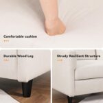 COMHOMA Mid-Century Accent Chair,Modern Upholstered Linen Fabric Chair with Thick Cushion&Solid Legs,Comfy Single Sofa Armchair for Living Room,Bedroom(White) - Image 8