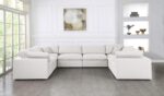 Meridian Furniture 601Cream-Sec8A Serene Collection Modern | Contemporary Deluxe Comfort Modular Sectional, Soft Linen Textured Fabric, Down Cushions, 158" W x 120" D x 32" H, Cream - Image 5