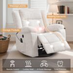 Rocker Recliner, Glider Recliner Chairs for Adults, 360° Swivel Rocking Chair with Massage and Heating, Nursery Chair with Storage and USB Charging for Living Room, Bedroom, Nursery - Image 5