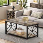 GreenForest Coffee Table for Living Room, 39 inch Small Table with Storage Shelf, Modern Center Table for Sofa Home Office, Grey Wash - Image 7