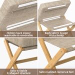 Foldable Foot Stool Ottoman, Modern Foot Rest with Bamboo X Legs & Thick Foam Cushion, Folding Foot Stools Small Padded for Bedroom Living Room, Makeup Vanity Stool Chair (Natural - Brown) - Image 6