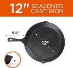 Commercial CHEF 3-Piece Cast Iron Skillet Set – 8 inch, 10 inch, and 12 inch - Pre-seasoned Cast Iron Cookware - Image 8
