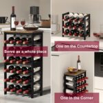 6 Tier Bamboo Wine Rack Freestanding Floor, 24 Bottles Wine Storage Shelves with Table Top, Stackable Wine Display Rack for Kitchen, Bar, Dining Room, Rustic Brown and Black - Image 5