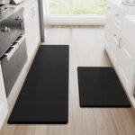 StepRite Kitchen Mats, 2PCS Kitchen Rugs, Cushioned Anti Fatigue Kitchen Mats for Floor, Non-Slip Standing Desk Mat, Waterproof Kitchen Rug Set for Kitchen, Floor, Office, 17.3"x30"+17.3"x47", Black - Image 2