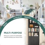 Shintenchi Bookshelf, Industrial Bookshelves and Bookcases with Doors Floor Standing 6 Shelf Display Storage Shelves 70.6 inches Tall Bookcase for Home Office, Living Room (Black) - Image 9