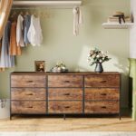 Huuger 9 Drawer Dresser, 55 Inch TV Stand for 55, 60 Inch TV, Entertainment Center with Drawers, Large Storage Fabric Dresser for Bedroom, Closet, Rustic Brown - Image 6