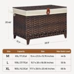 Wicker Storage Basket with Lid,Rattan Shelf Basket with Removable Liner Bag,160L Storage Bin,Storage Trunk with Heightened Feet,Storage Container for Wardrobe,Home Organizer - Image 8
