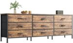 Huuger 63 Inch Dresser for Bedroom, Dresser for Closet with 9 Drawers, Large TV Stand for 55, 65, 70 Inch TV, Entertainment Center with Storage, Wide Long Chest of Drawers, Rustic Brown - Image 2