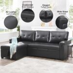 Naomi Home Modern Sectional Sofa with Storage Chaise Black/Air Leather - Image 5