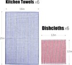 Kitchen Towels and Dishcloths Set, 16 x 25 12 12, Set of Bulk Cotton Dish for Washing Dishes Rags Everyday Cooking Baking - Image 3