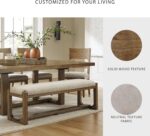 Signature Design by Ashley Cabalynn Farmhouse Upholstered 63" Dining Bench, Beige & Light Brown - Image 6