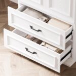LIKIMIO Armoire Wardrobe Closet with 2 Doors and 2 Drawers 70" H x 28" W Wooden Bedroom Freestanding Wardrobe Combination for Hanging Clothes, White - Image 5