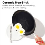 OXO Enhanced 12" Frying Pan Skillet, PFAS-Free Ceramic Nonstick, Durable Hard Anodized Cookware, Scratch Resistant, Stainless Steel Handle, Good Grips, Dishwasher & Oven safe, Black - Image 3