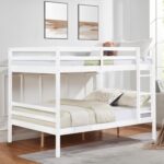 FLEXISPOT Full Over Full Solid Wood Bunk Bed with Ladder,Wooden Bunk Bed with High Guardrail and Ladder for Kids, Teens, Dorm Rooms, and Guest Rooms,No Box Spring Needed,White - Image 2