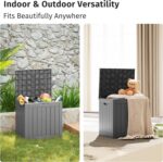 EAST OAK Outdoor Storage Box, 31 Gallon Deck Box Indoor and Outdoor Use, Waterproof Resin Storage Bin for Package Delivery, Patio Cushions, Gardening Tools, Lockable, UV Resistant, Grey - Image 8