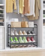 Kitsure Shoe Rack - Stainless Steel Shoe Organizer, Sturdy Shoe Rack for Closet and Front Door Entrance, Free Standing Shoe Shelf, Closet Organizers and Storage, 25.6" Wide - 3 Tier, Black - Image 5