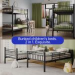 Metal Bunk Bed, Bunk Bed Twin Over Twin for Adults & Kids, Bunkbeds with Safety Guardrail and Ladder, No Box Springs, Space-Saving (Black, Twins) - Image 6