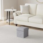 ZLY Folding Stool Storage Ottoman Polyester Fabric Linen Foot Rest Seat Clutter Collection 11 X 11 X 11 inch 28cm Cube Desk - Image 3