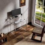 Eglaf Acrylic Desk - Home Office Desk with Monitor Stand - Modern Clear Desk Study Writing Table Computer Desk for Office, Living Room, Bedroom, 31.5" L x 19.7''W x 34.7" H - Image 6