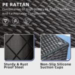 Vongrasig 5 Piece Patio Furniture Sets, Outdoor Patio Set Sectional Sofa, All-Weather PE Rattan Outdoor Couch with Ottoman, Glass Table for Garden, Backyard, Porch, Beige - Image 5