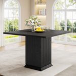 Tribesigns Square Dining Table with 2 Placemats, Modern Engineered Wood Small Dinner Kitchen Table for 4 People (Black) - Image 2