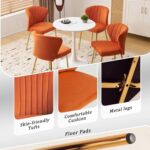 Velvet Dining Chairs Set of 2, Modern Upholstered Vanity Chairs with Golden Metal Legs for Dining Room Kitchen Vanity Patio (Orange) - Image 7