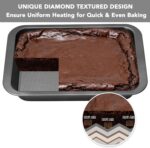 Cake Pan, Nonstick Baking Pan for Cake, Bread, Brownie or Lasagna, Heavy Duty Baking Dish with Diamond Texture Pattern and Wide Grips - Image 5