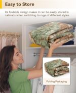 Area Rugs 5'x7' Washable Non-Slip, Floral Vintage Distress Print Pattern Medallion Carpet for Living Room Bedroom Dining Room, Brick Red Rust Neutral Brown Burnt Orange Green - Image 6