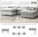 Merax 86.5" Sectional Sofa with Storage Pockets & Removable Ottomans, 5 Seat U Shaped Sleeper Cloud Couch Set, Convertible L-Shaped Chenille Upholstered SofaBed for Living Room and Apartment, Grey - Image 7