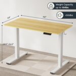 FLEXISPOT EN1 Whole-Piece Standing Desk, 48 x 24 Inches Height Adjustable Desk Stand up Desk Home Office Table for Computer Laptop (White Frame + Maple Desktop) - Image 3