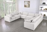 Meridian Furniture 601Cream-Sec8A Serene Collection Modern | Contemporary Deluxe Comfort Modular Sectional, Soft Linen Textured Fabric, Down Cushions, 158" W x 120" D x 32" H, Cream - Image 3