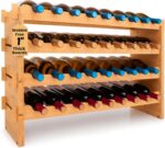 NutriChef 36 Bottle Wine Rack Stackable Bamboo Freestanding, 4-Tier Modular Shelf, Sturdy Wobble Free, Upgraded 2026 Design, Easy No-Tool Assembly for Kitchen, Cellar or Bar Storage 33.5" x 10" x 21" - Image 2
