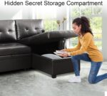 Naomi Home Modern Sectional Sofa with Storage Chaise Black/Air Leather - Image 6