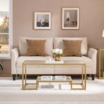 Yaheetech Gold Coffee Table, 42" Rectangular Glass Coffee Table for Living Room, 2-Tier Center Tea Tables with Metal Frame for Small Space, Apartment, Office - Image 5