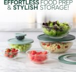 COOK WITH COLOR 12 Pc Glass Mixing Bowl Set with Lids – Borosilicate Glass Nesting Bowls for Cooking, Baking and Meal Prep, Fluted Sage - Image 5
