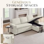 85’’ Sofa Bed, 2 in 1 Sleeper Sofa with Multiple Storage Spaces and Detachable Chenille Cover, Easy to Assemble, Comfy Futon Pull Out Couch for Living Room/Office/Apartment - Image 5