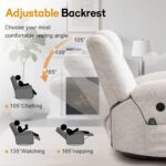 Rocker Recliner, Glider Recliner Chairs for Adults, 360° Swivel Rocking Chair with Massage and Heating, Nursery Chair with Storage and USB Charging for Living Room, Bedroom, Nursery - Image 4